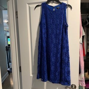 Sharagano blue lace dress